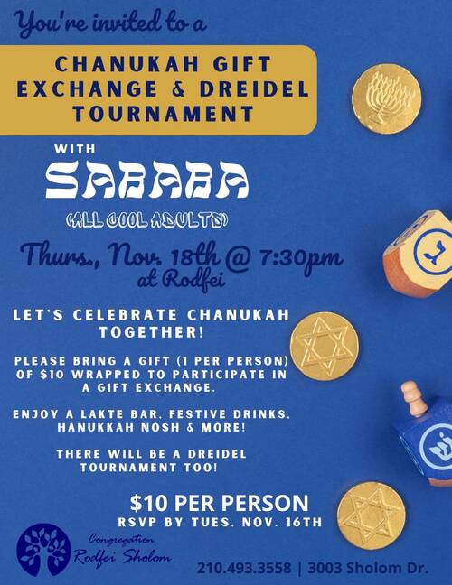 Banner Image for Sababa Chanukah Gift Exchange and Dreidel Tournament