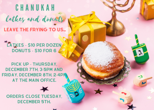 Banner Image for Latkes and Donuts For Pick Up Thursday, Dec. 7th